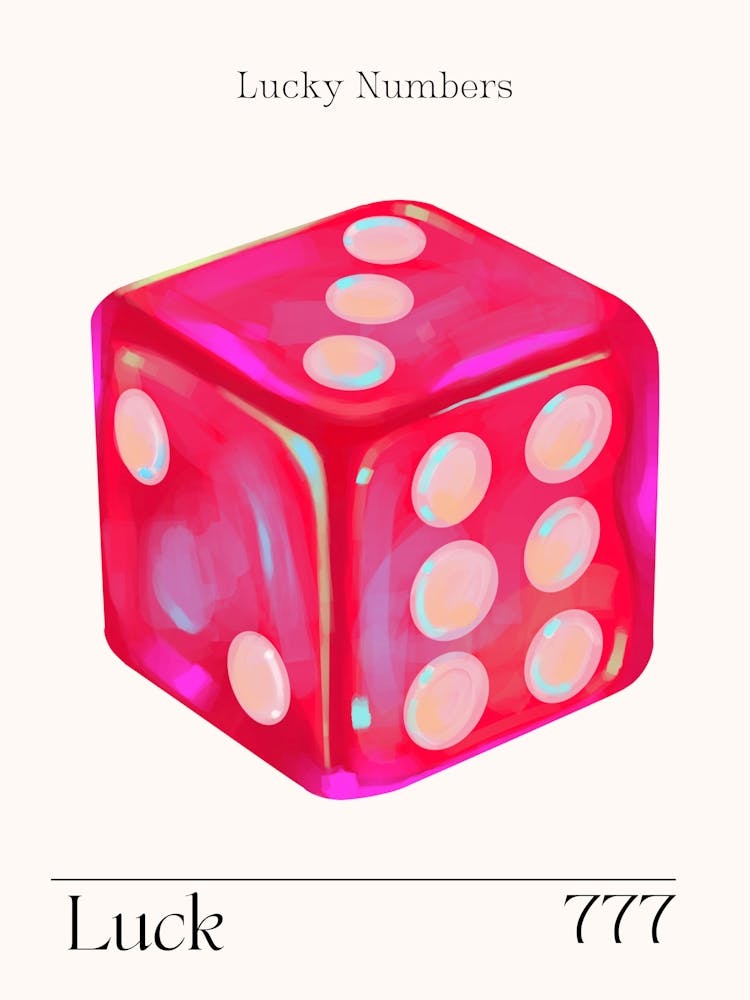 Pink Dice Retro Luck Angel Numbers 777