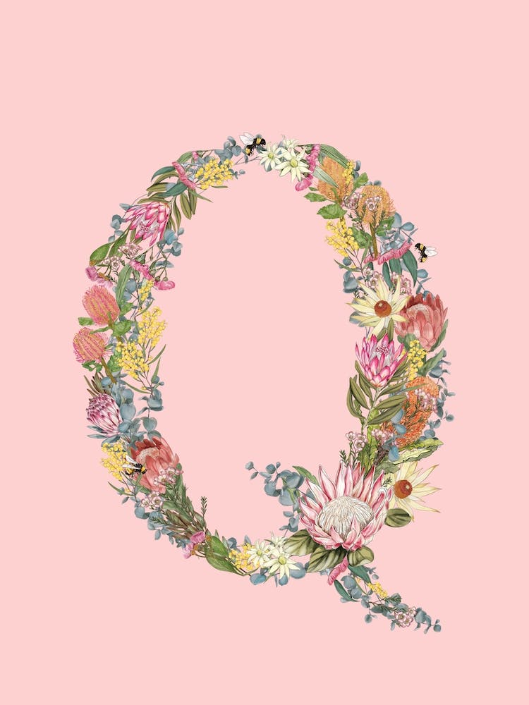 Q Pink Alphabet Letter