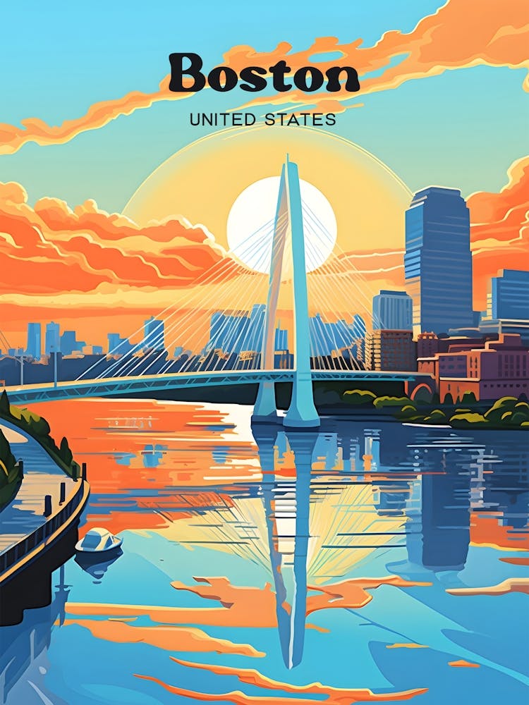 Boston United States Urban Travel Illustration