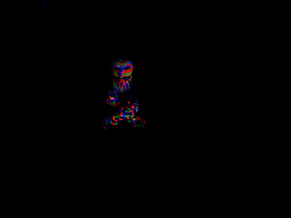 Woman With Make Up Art Of Glowing Uv Fluorescent Powder 6