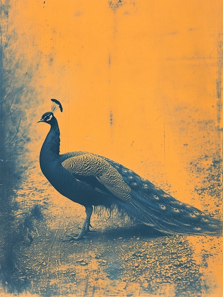 Blue & Orange Peacock In The Wild 1