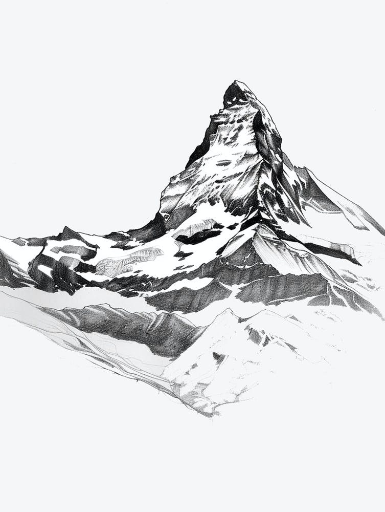 Matterhorn Switzerland Italy Line Drawing 2