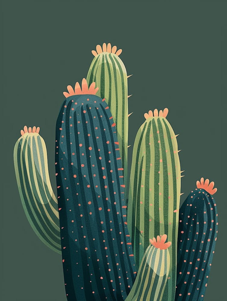 Melocactus Kaktus minimalistische abstrakte Illustration 1