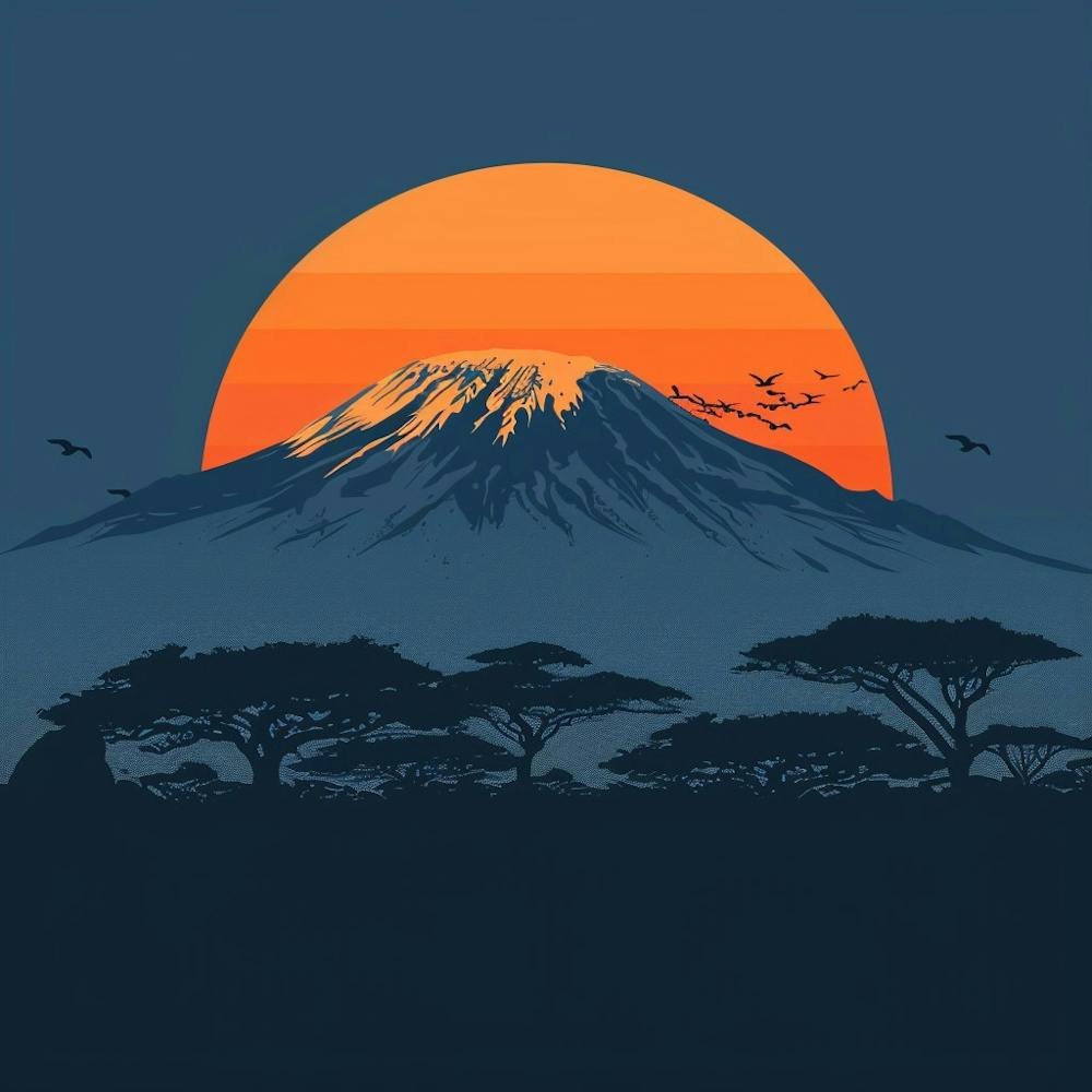 Sonnenuntergang über dem Berg Kilimanjaro