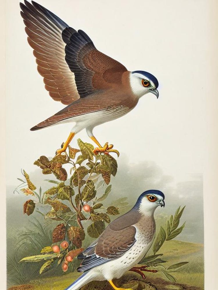 Eurasian Sparrowhawk James Audubon Vintage Style Bird