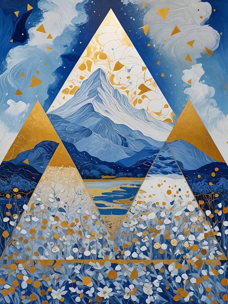 Gold And Blue Triangle Landscape no1