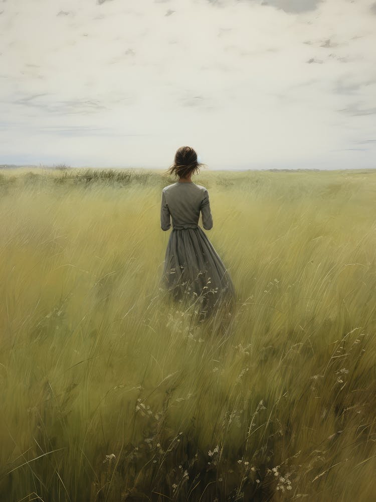 Woman In The Tall Grass Vintage