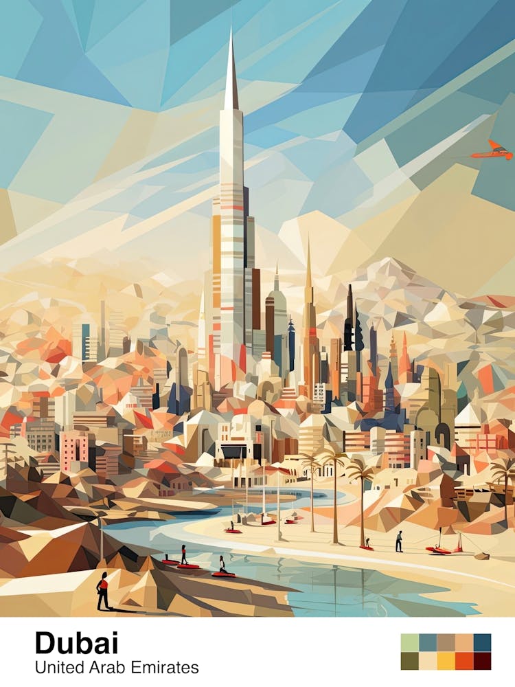 Dubai, United Arab Emirates, Geometric Illustration 1 Poster