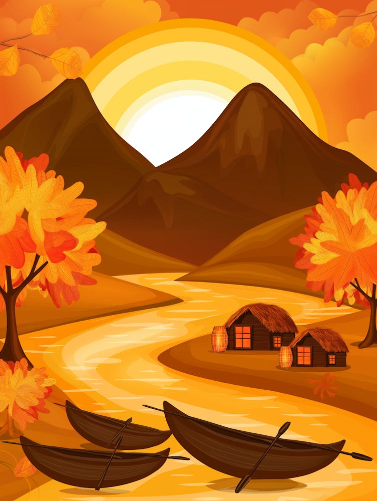 Autumn Landscape With Boats 1