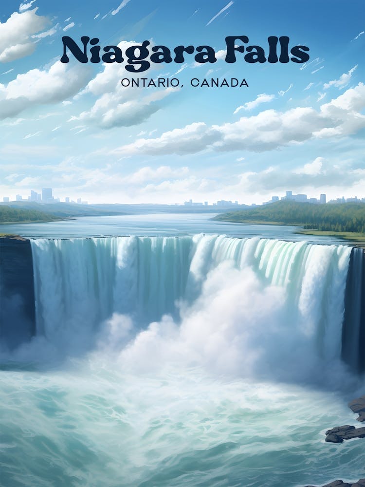 Niagara Falls Ontario Canada Vacation Travel Art Illustration