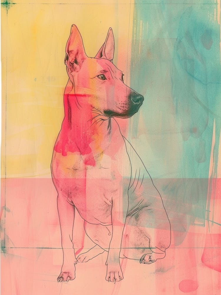 Pastel Geometric Dog Watercolour Illustration