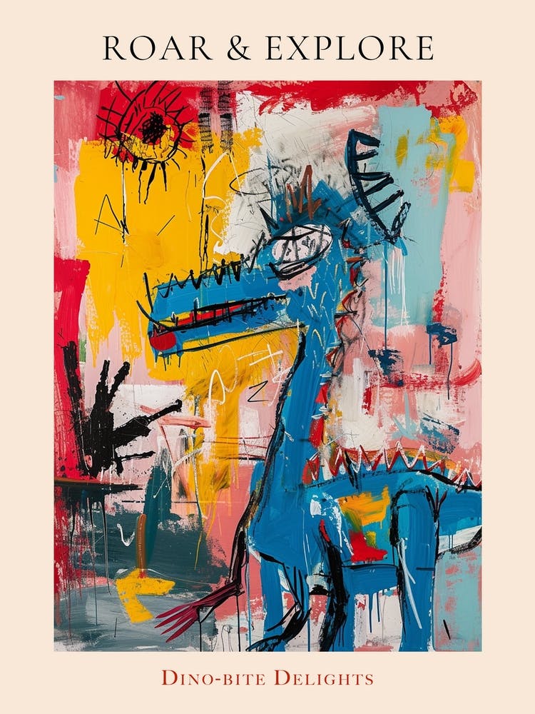 Abstract Graffiti Dinosaur In The Kitchen 2 Affiche