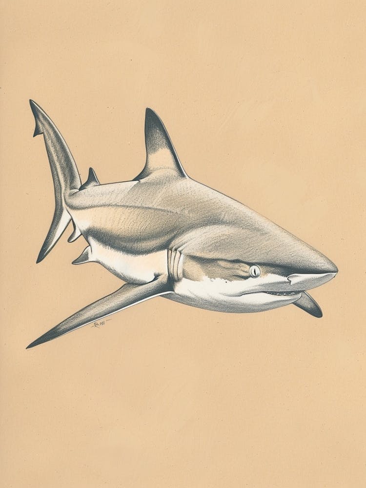 Blacktip Reef Shark  Vintage Illustration 6