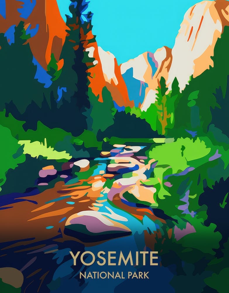 Yosemite National Park Matisse Style Vintage Travel Poster 1