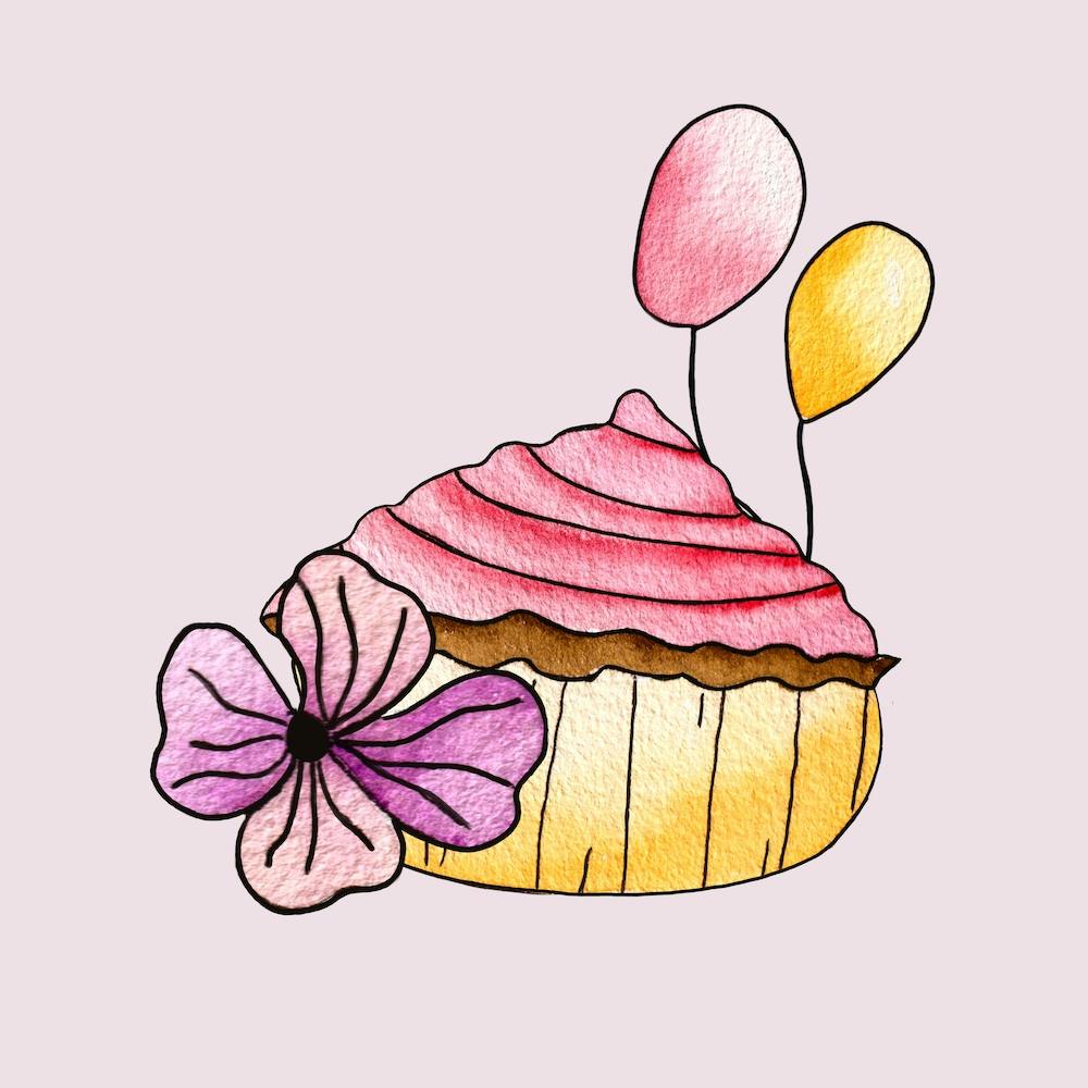 Pink Strawberry Cupcake Square