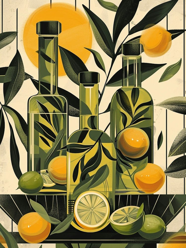 Olive Oil & Citrus Fruits Art Deco