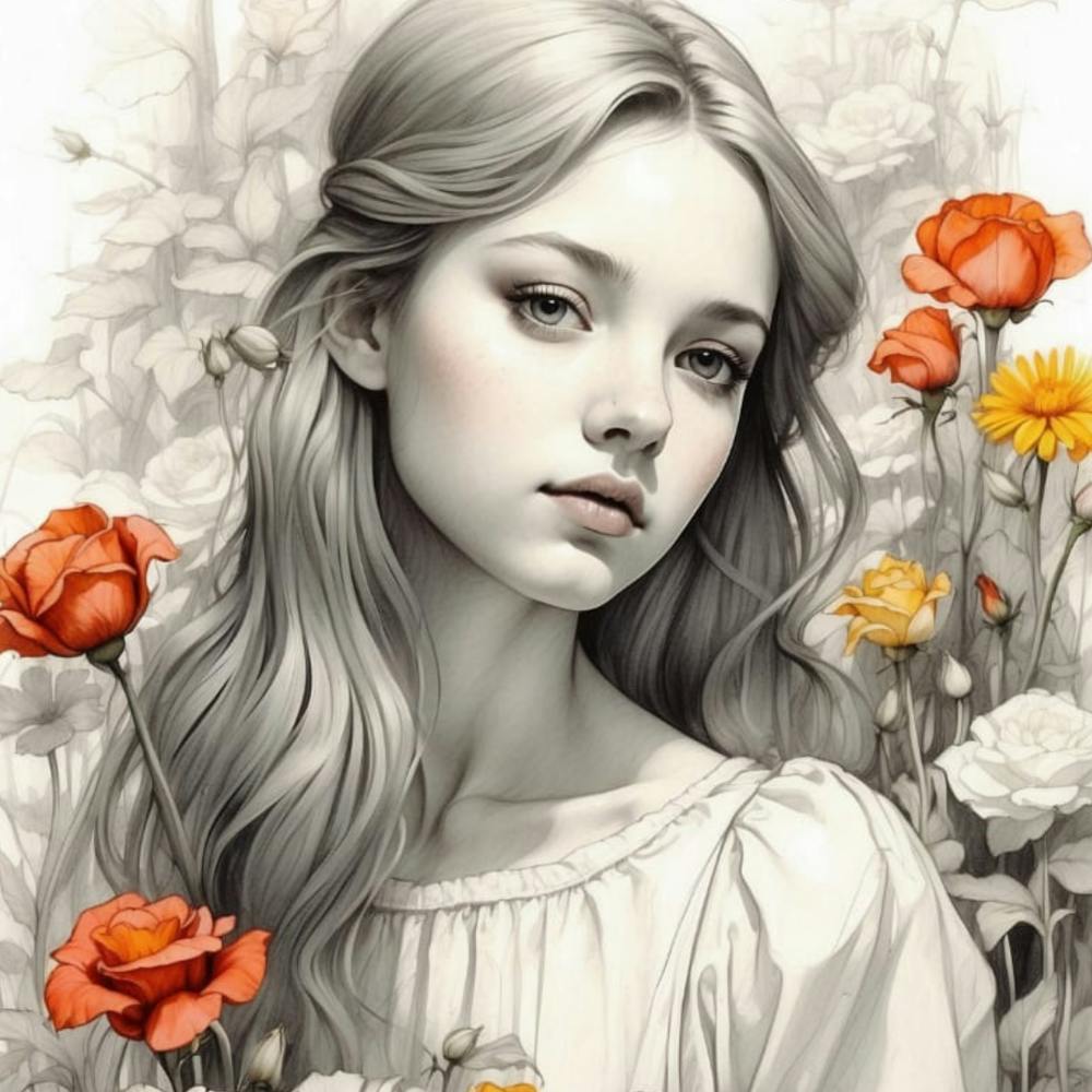 Mädchen mit Blumen