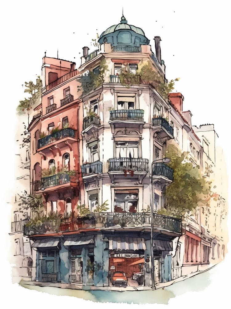 San Telmo Buenos Aires Viertel, Aquarell 3
