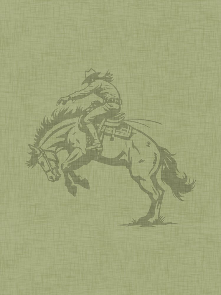 Cowboy auf einem bockenden Pferd Grün