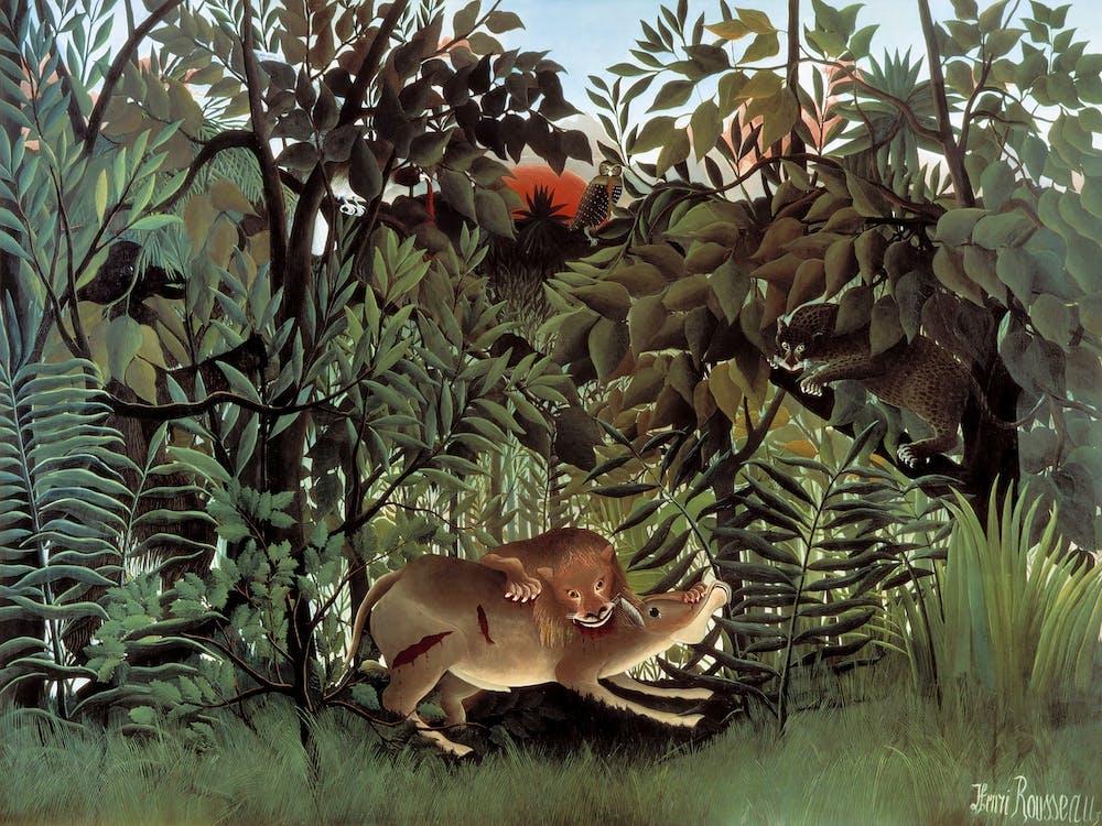 The Hungry Lion Throws Itself On The Antelope, Henri Rousseau