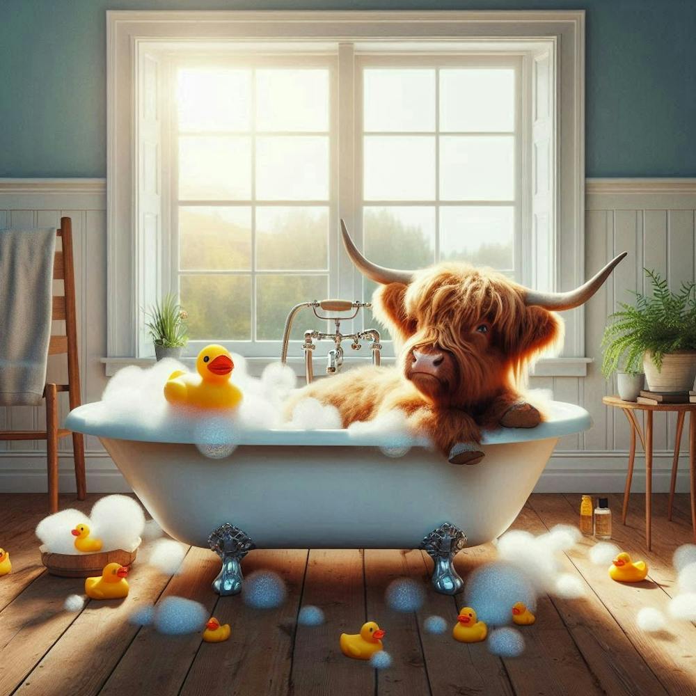 highland Cow In A Bathtub 5