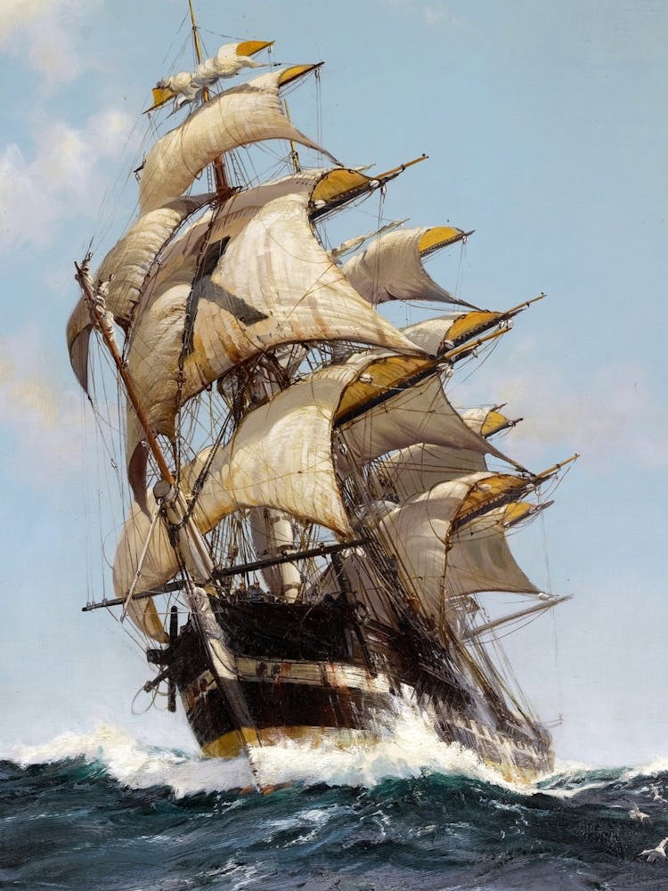 Sailing Ship In Rough Seas