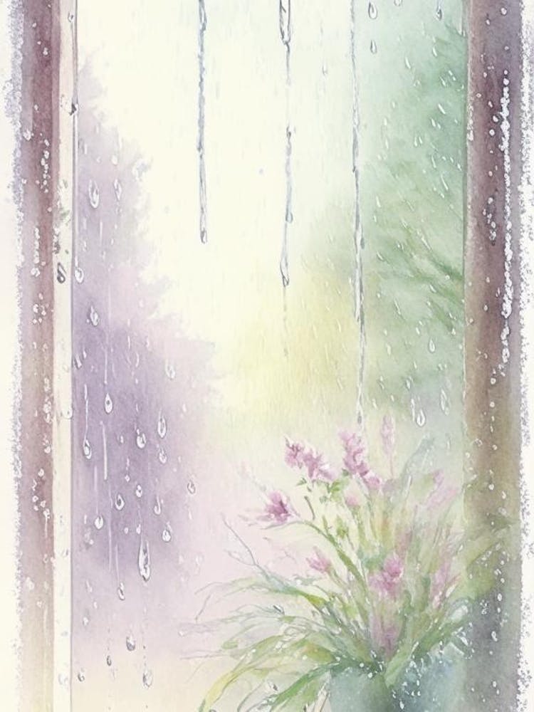 Rain On Window Water Waterscape Gouache 1
