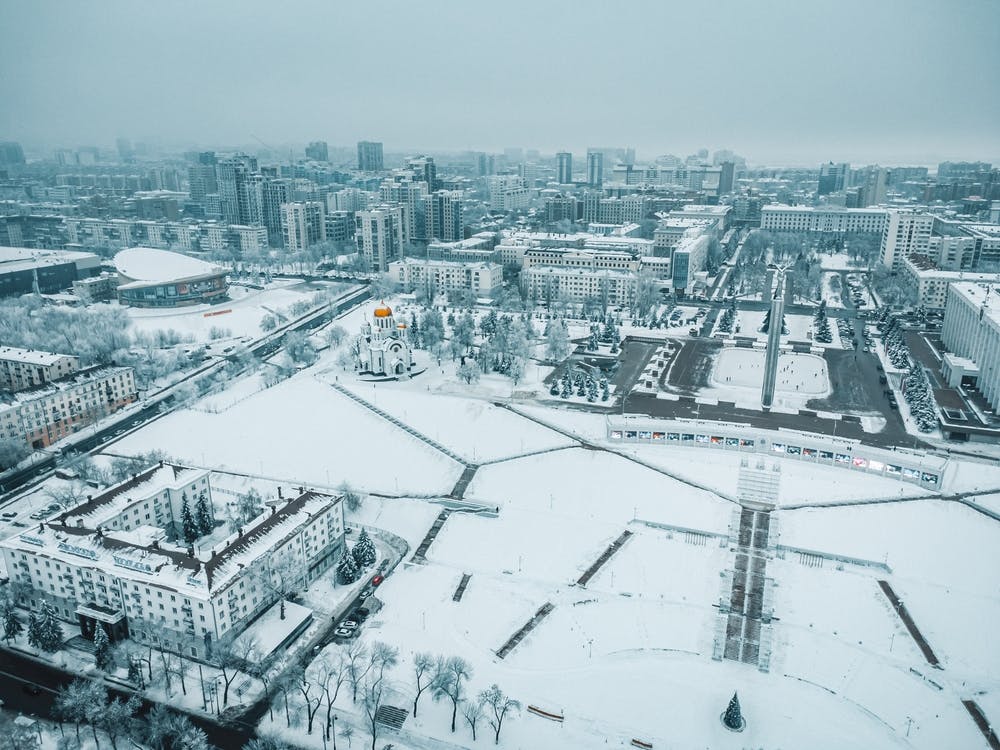 Art de la ville de Samara - Art mural de paysage urbain - Hiver russe