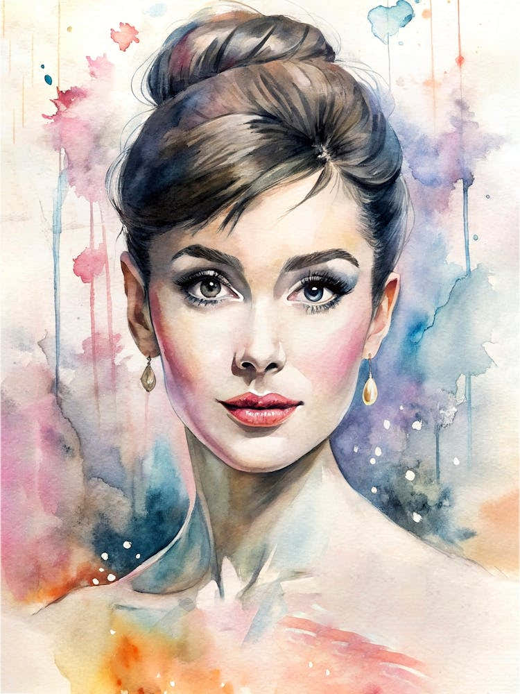 udrey Hepburn In Watercolor