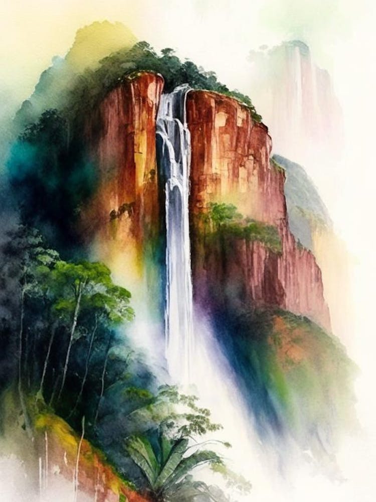 Angel Falls, Venezuela Water Colour  (2)