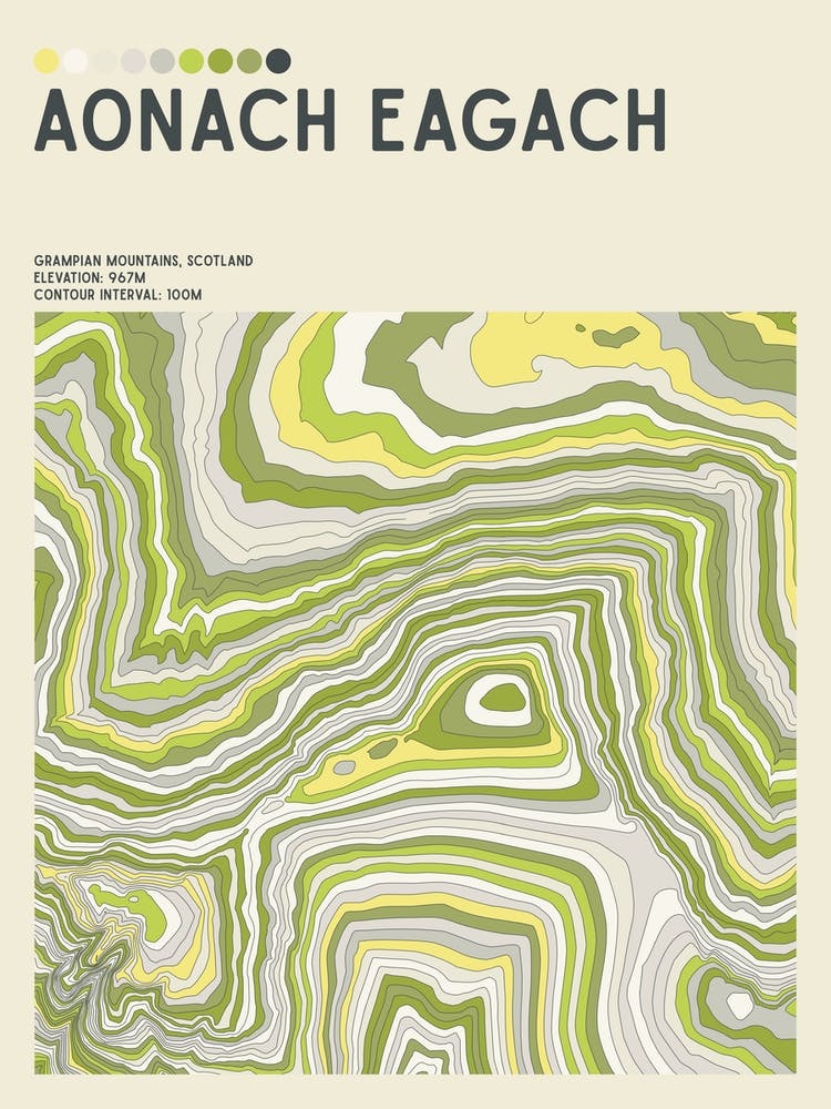 Aonach Eagach Scotland Topographic Contour Map
