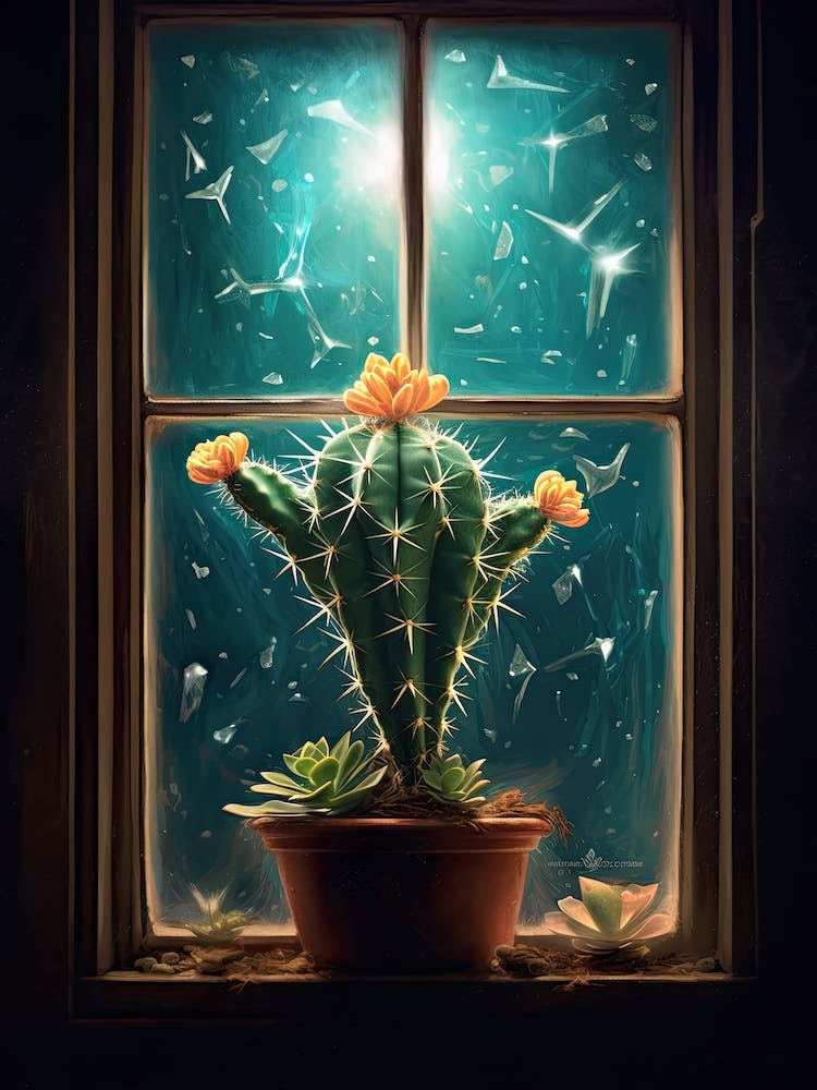 Star Cactus On A Window  4