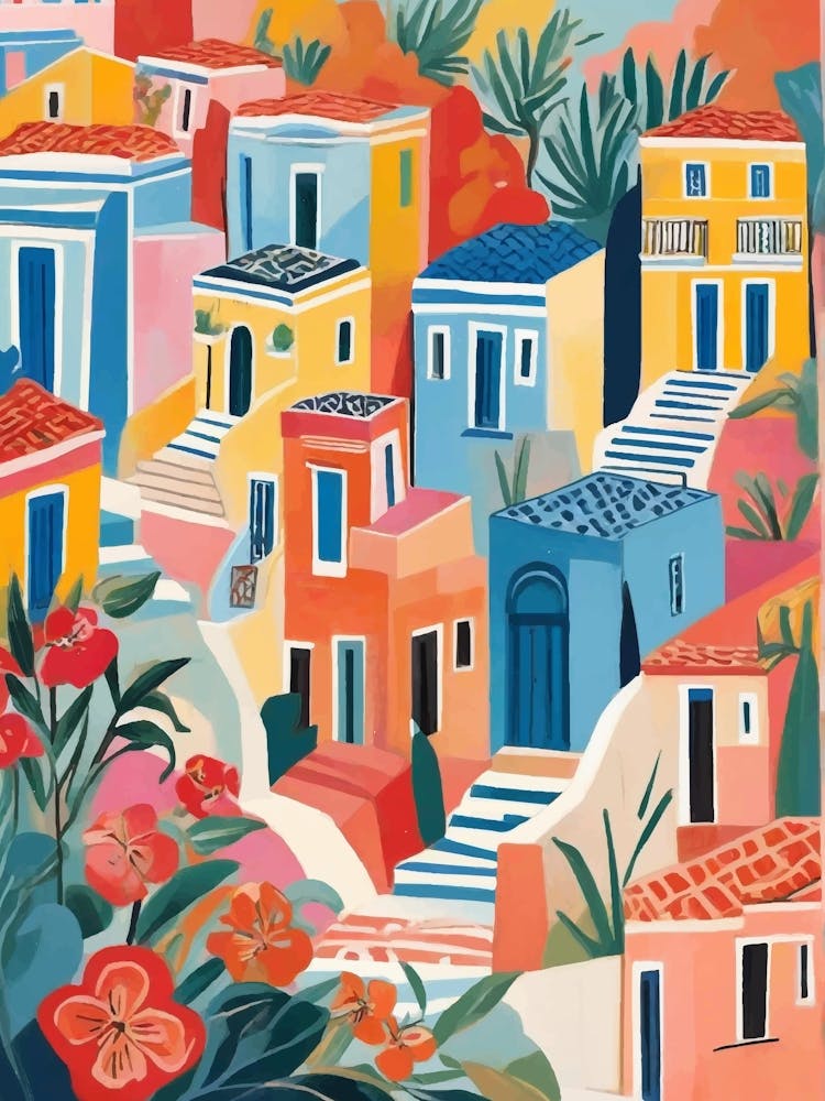 Greece Village, colorful city