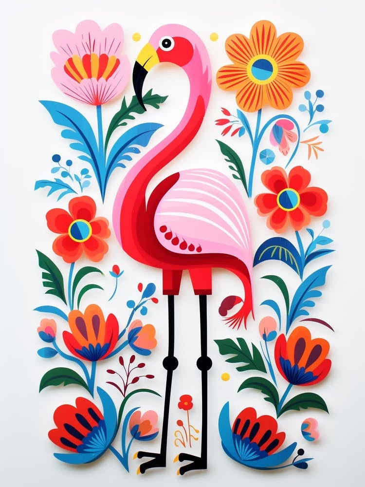 Scandinavian Bird Illustration Flamingo 3