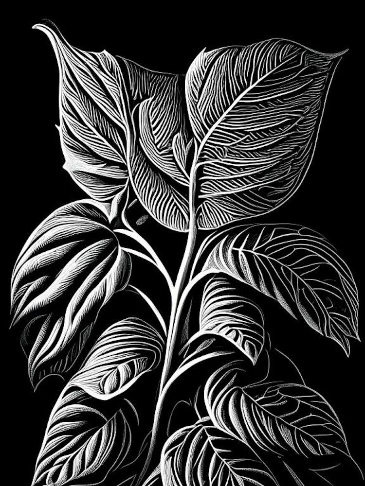 Peppermint Leaf Linocut 1