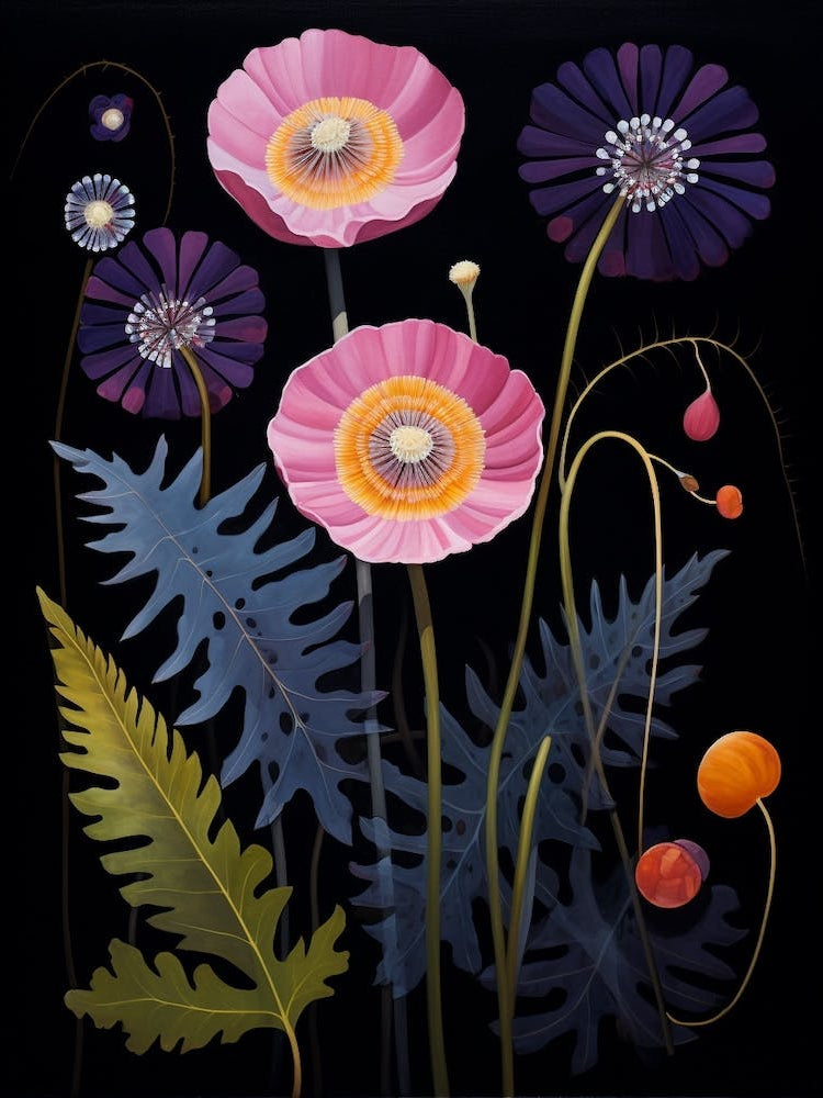 Scabiosa 2 Hilma Af Klint Inspired Flower Illustration