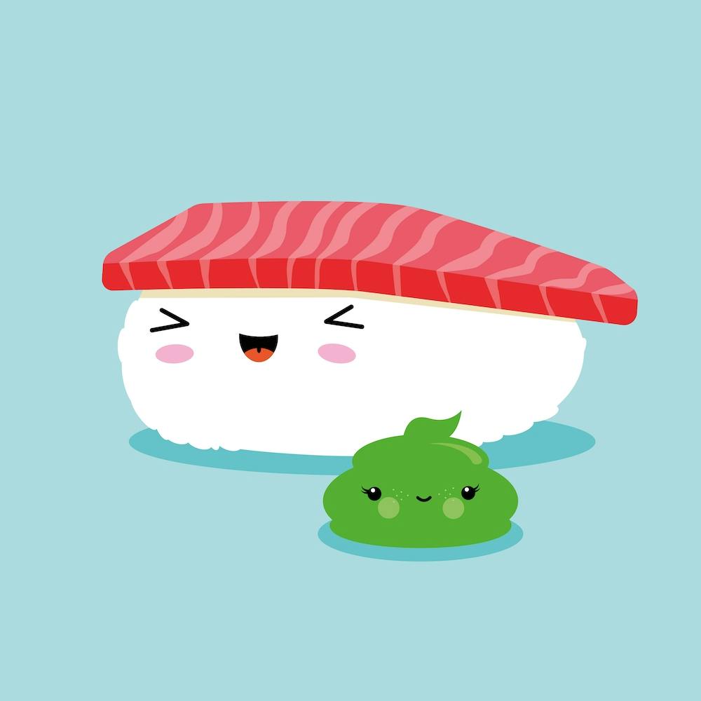 Meilleurs Amis Kawaii Sushi Nigiri Carré