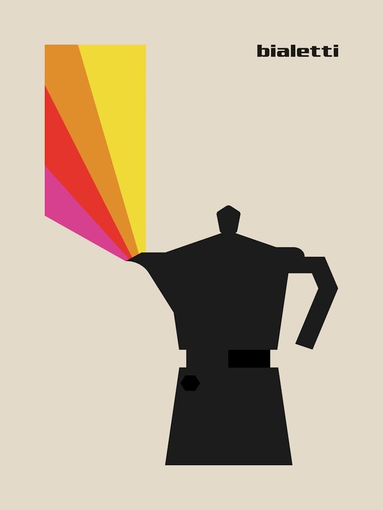 Moka Pot Coffee Print Mid Century Modern Bialetti Poster Retro Italy Espresso Handmade Gifts Midcentury Art Minimalist Artwork 60s Decor