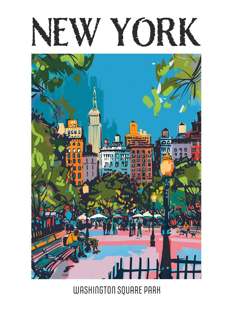 Washington Square Park New York Colourful Silkscreen Illustration 3 Poster