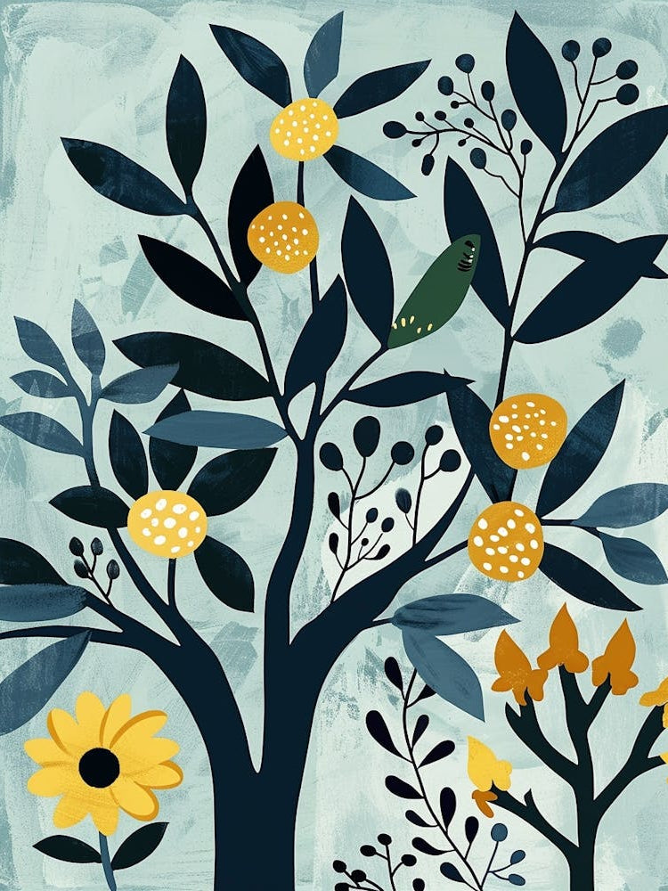 Mahogany Tree Flat Illustration 6