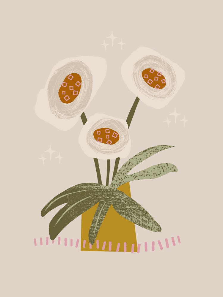 Whimsical White Anemones - Modern Vase