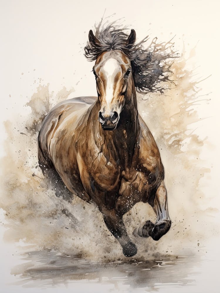 A Horse Painting In The Style Of Wet On Wet Technique4