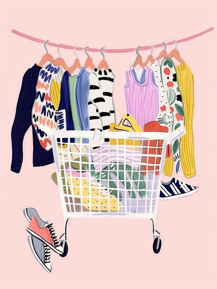 Shopping Cart With Clothes