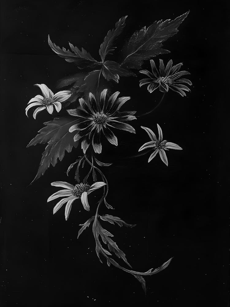 Fleurs Noires Et Blanches 122