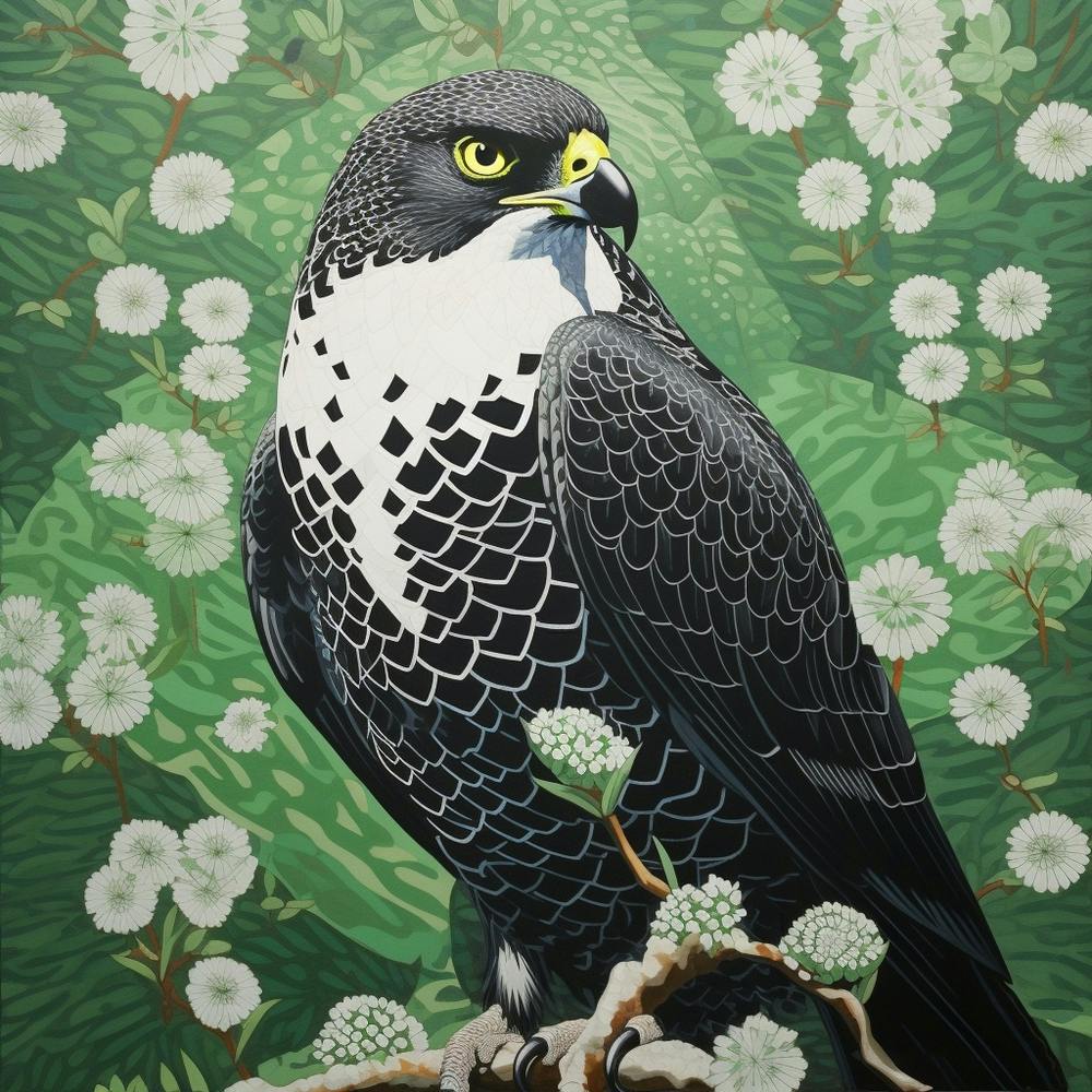 Ohara Koson Inspired Bird Painting Hawk 1 Square