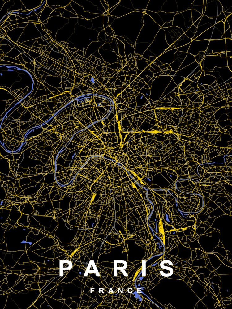 Paris Black and Gold Map