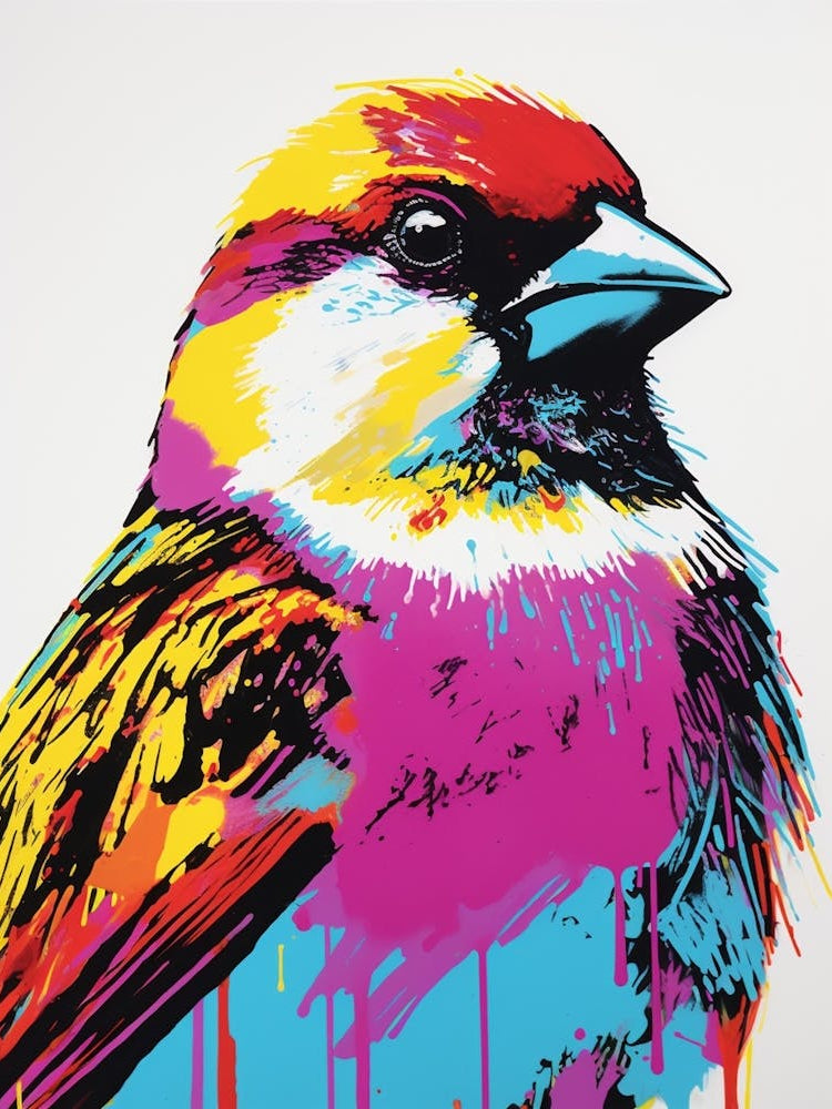 Andy Warhol Style Bird House Sparrow 4