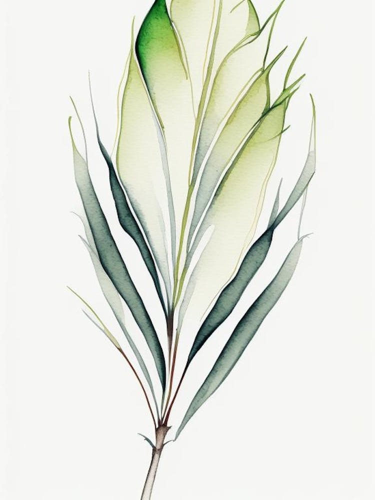 Feuille de Yucca Aquarelle Minimaliste 1