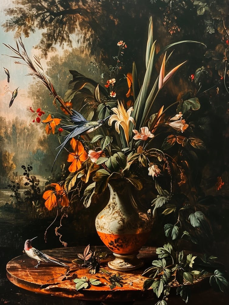 Baroque Floral Still Life Bird Of Paradise 3