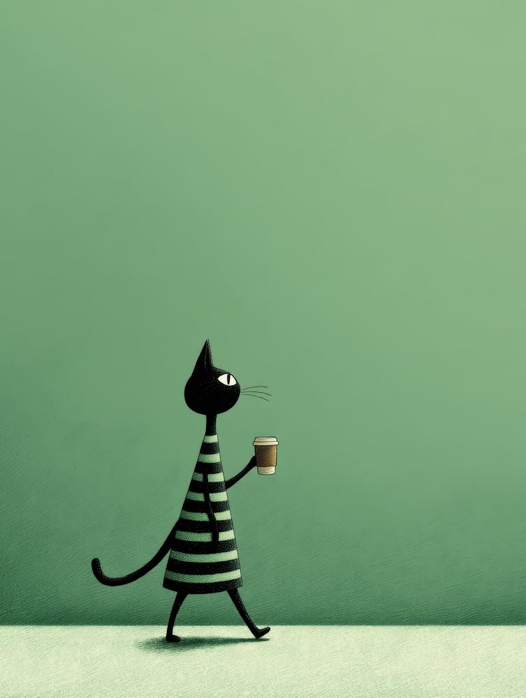 Cat With A Cup Of Coffee 6